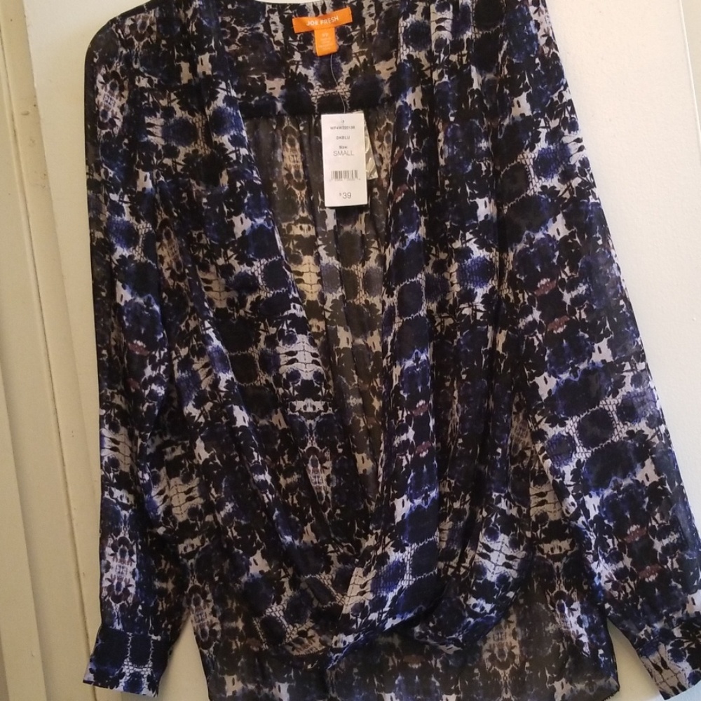 Dark Blue Long Sleeve Blouse